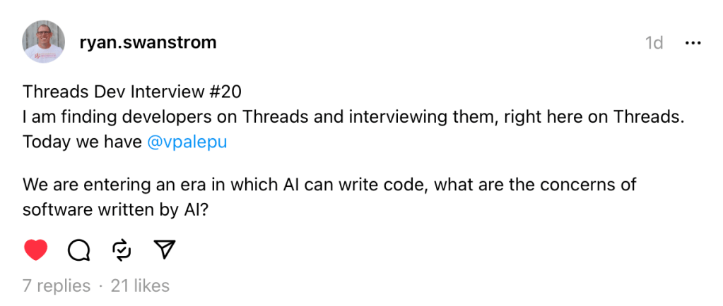Threads Dev Interview #20: A fun conversation about Software, AI and No-code